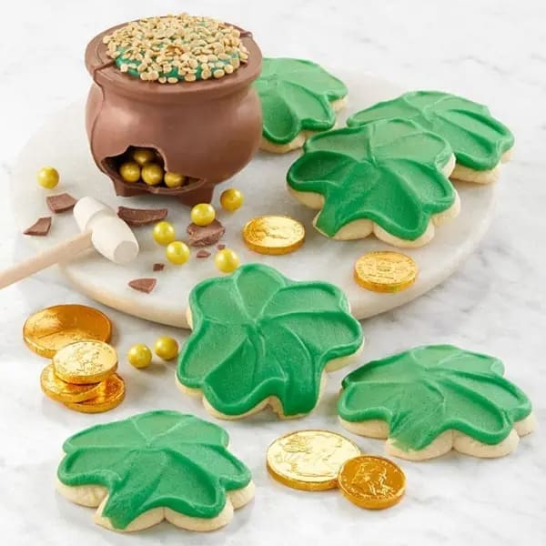 Chocolate Pot-o-Gold St. Patrick’s Shamrock Cookies Gift Basket