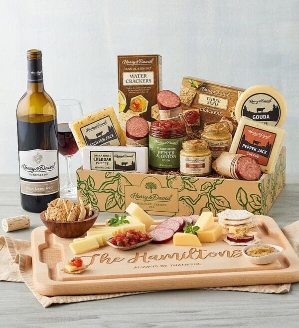 Supreme Meat And Cheese Gift With Wine And Personalized Cutting Board, Gifts by Harry & David