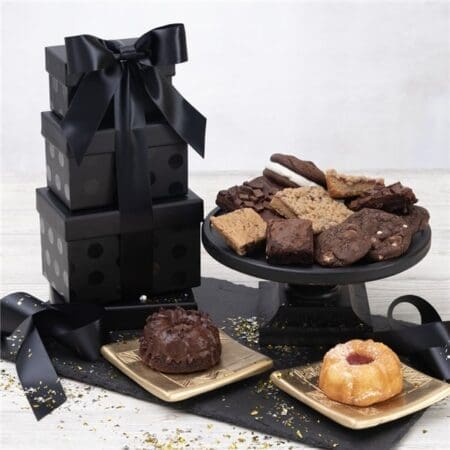 Black and White Baked Goods Gift Tower