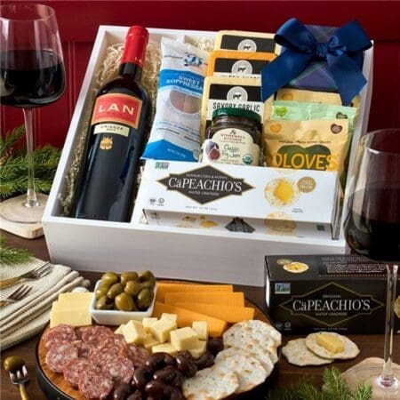 Christmas Charcuterie and Red Wine Gift Crate