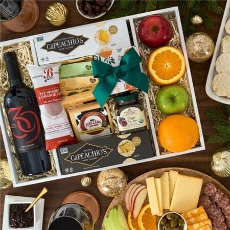 Christmas Charcuterie and Wine Gift Crate