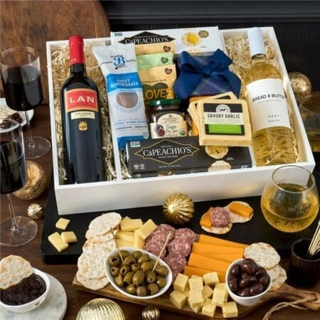 Christmas Red Wine and Charcuterie Gift Crate