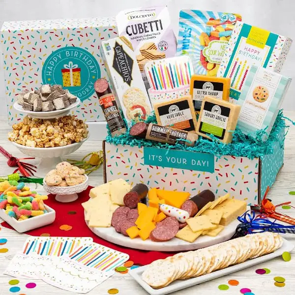 Happy Birthday Sweet & Savory Snack Lover Party Gift Basket