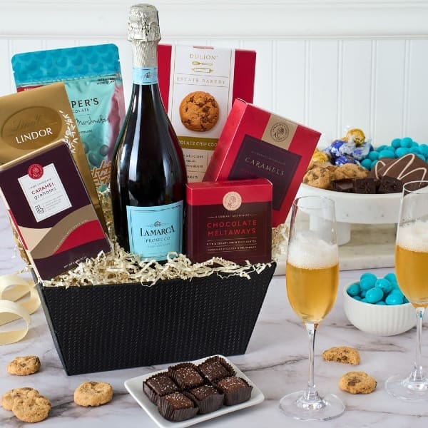 New Year Truffles and Bubbly Thinking of You Starbucks Gift Card Basket