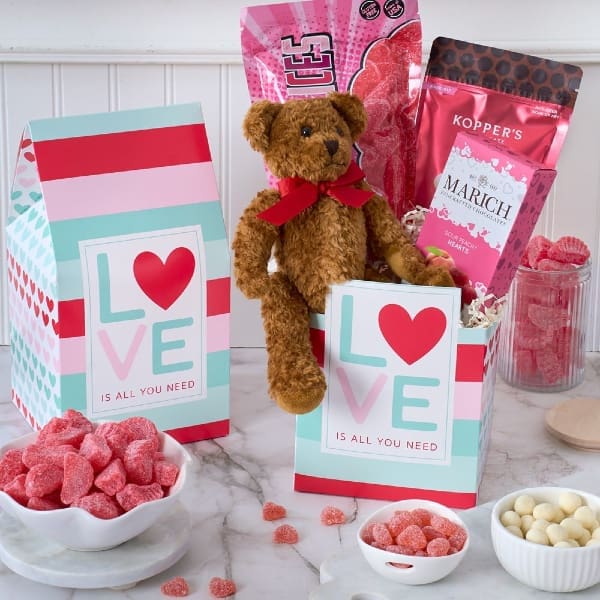 Celebrate Love Valentine's Day Chocolate and Teddy Bear Gift Basket