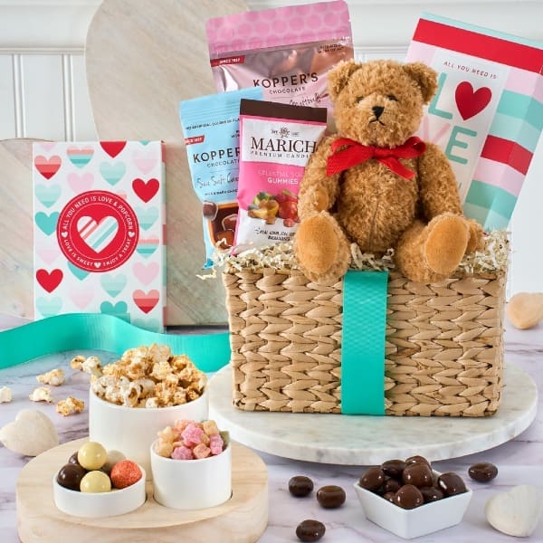 Sea Salt Caramels Teddy Bear Valentine's Day Gift Basket