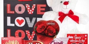 Teddy Bear Valentines Day Gift Basket