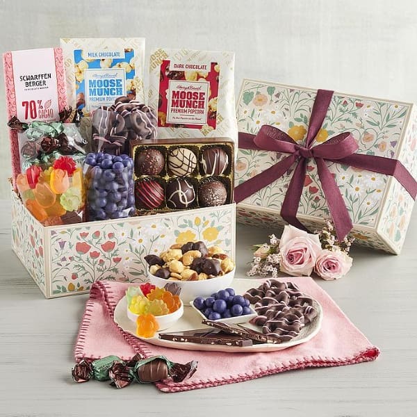 Chocolate Blueberries Blooming Box of Sweets Spring Gift Basket