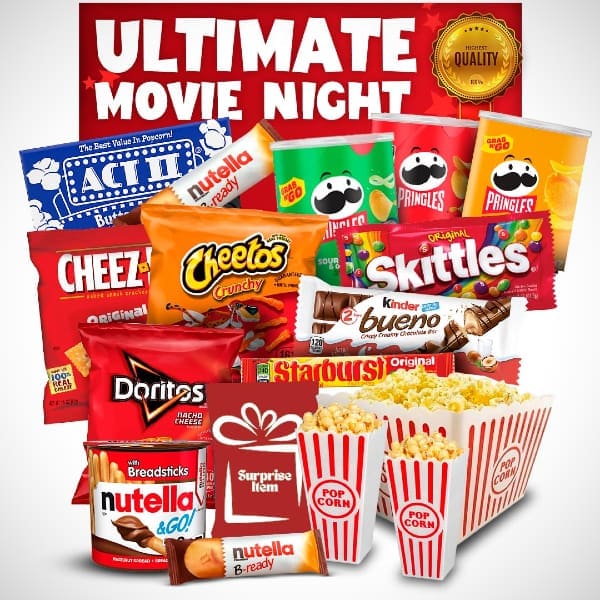 Ultimate Movie Night Snacks Gift Basket